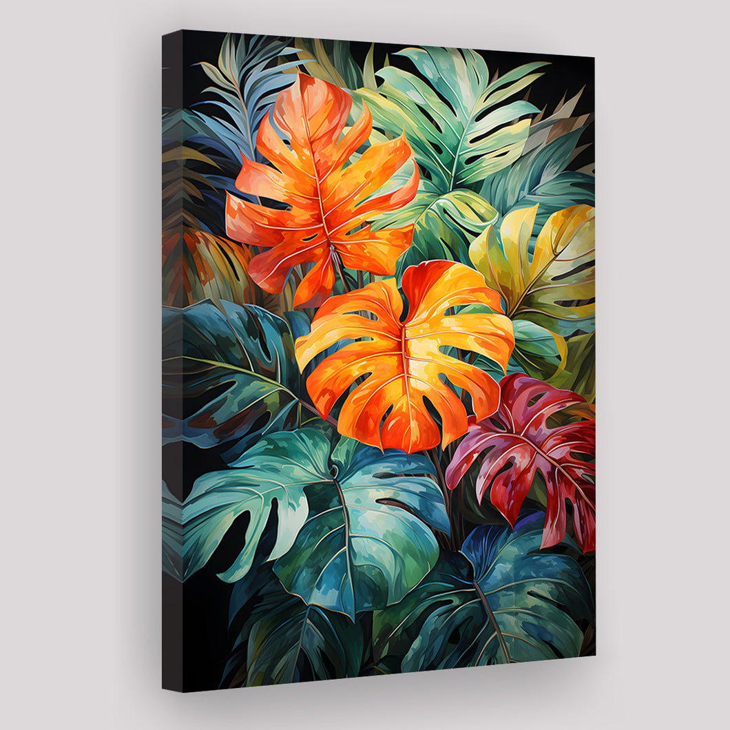 Ropical Leaves Palm Tree Watercolor V6 Canvas Prints Wall Art Home Decor, Painting Canvas, Living Room Wall Decor