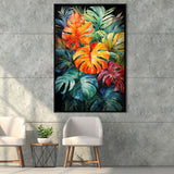 Ropical Leaves Palm Tree Watercolor V6 Framed Canvas Prints Wall Art Home Decor, Painting Canvas, Floating Frame