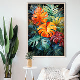 Ropical Leaves Palm Tree Watercolor V6 Framed Canvas Prints Wall Art Home Decor, Painting Canvas, Floating Frame
