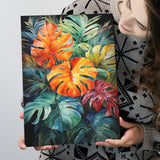 Ropical Leaves Palm Tree Watercolor V6 Canvas Prints Wall Art Home Decor, Painting Canvas, Living Room Wall Decor