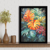 Ropical Leaves Palm Tree Watercolor V6 Framed Canvas Prints Wall Art Home Decor, Painting Canvas, Floating Frame