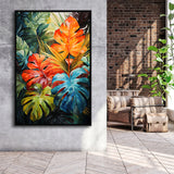 Ropical Leaves Palm Tree Watercolor V7 Framed Canvas Prints Wall Art Home Decor, Painting Canvas, Floating Frame