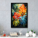 Ropical Leaves Palm Tree Watercolor V7 Framed Canvas Prints Wall Art Home Decor, Painting Canvas, Floating Frame