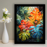 Ropical Leaves Palm Tree Watercolor V7 Framed Art Prints Wall Decor, Painting Art, Framed Picture