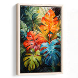 Ropical Leaves Palm Tree Watercolor V7 Framed Canvas Prints Wall Art Home Decor, Painting Canvas, Floating Frame