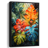 Ropical Leaves Palm Tree Watercolor V7 Framed Canvas Prints Wall Art Home Decor, Painting Canvas, Floating Frame