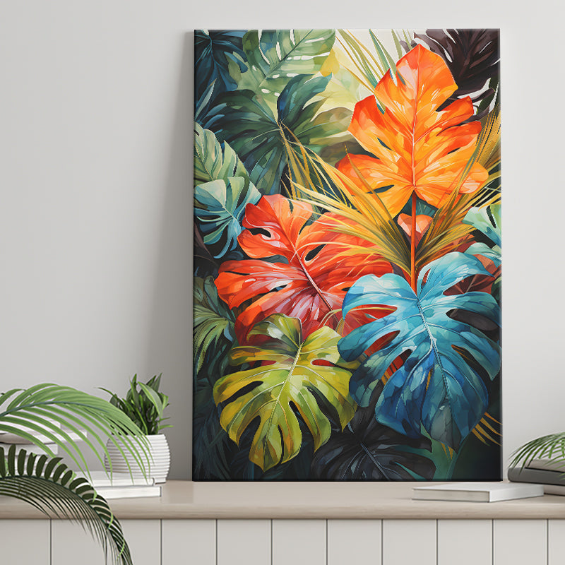 Ropical Leaves Palm Tree Watercolor V7 Canvas Prints Wall Art Home Decor, Painting Canvas, Living Room Wall Decor