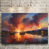 Ship Sailing In Sunset Oil Painting Canvas Prints Wall Art Home Decor, Painting Canvas, Living Room Wall Decor
