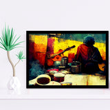 Singer Playing Guitar Abstract Musical Art Framed Art Print Wall Decor - Painting Art, Framed Picture, Home Decor