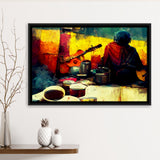 Singer Playing Guitar Abstract Musical Art Framed Canvas Prints Wall Art - Painting Canvas,Framed Picture,Home Art Wall Decor