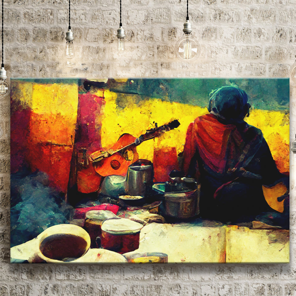 Singer Playing Guitar Abstract Musical Art Canvas Prints Wall Art - Painting Canvas,Wall Decor,Art Print,Home Decor