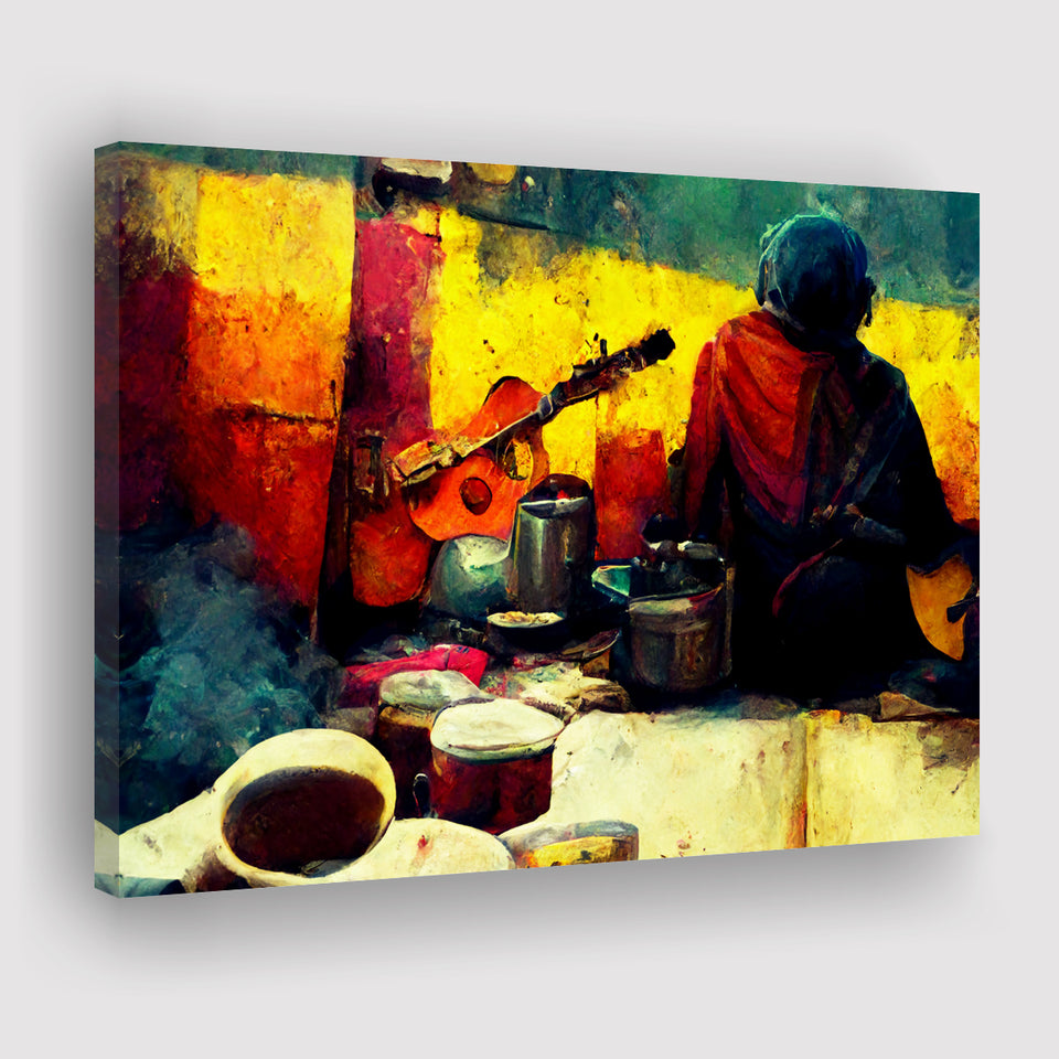 Singer Playing Guitar Abstract Musical Art Canvas Prints Wall Art - Painting Canvas,Wall Decor,Art Print,Home Decor