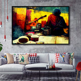 Singer Playing Guitar Abstract Musical Art Framed Canvas Prints Wall Art - Painting Canvas,Framed Picture,Home Art Wall Decor