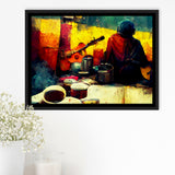 Singer Playing Guitar Abstract Musical Art Framed Canvas Prints Wall Art - Painting Canvas,Framed Picture,Home Art Wall Decor