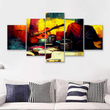 Singer Playing Guitar Abstract Musical Art 5 Piece Multi Panels Canvas Prints Wall Art - Painting Canvas,Wall Decor