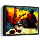 Singer Playing Guitar Abstract Musical Art Framed Canvas Prints Wall Art - Painting Canvas,Framed Picture,Home Art Wall Decor