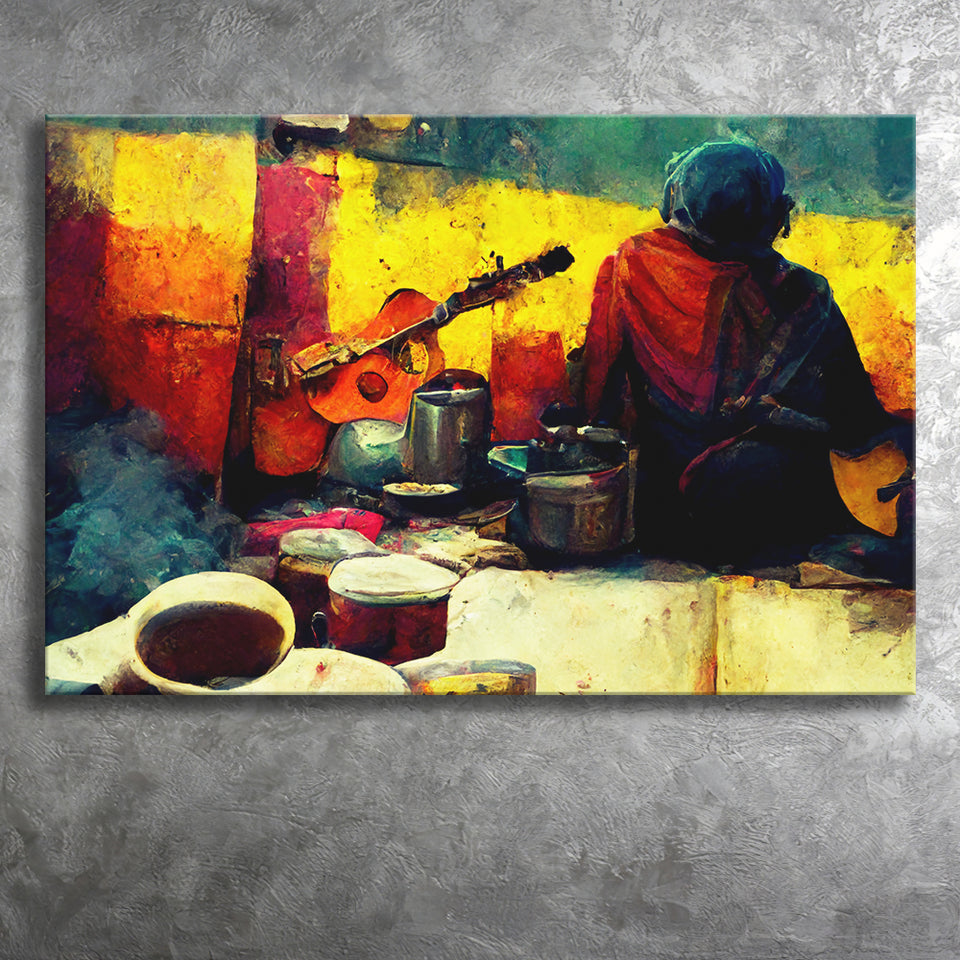 Singer Playing Guitar Abstract Musical Art Canvas Prints Wall Art - Painting Canvas,Wall Decor,Art Print,Home Decor