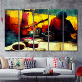 Singer Playing Guitar Abstract Musical Art 5 Piece B Multi Panels Canvas Prints Wall Art - Painting Canvas,Wall Decor