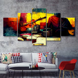 Singer Playing Guitar Abstract Musical Art 5 Piece Multi Panels Canvas Prints Wall Art - Painting Canvas,Wall Decor