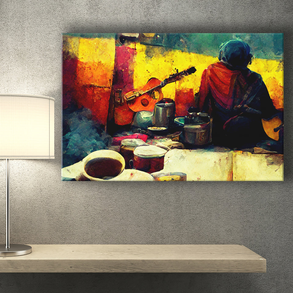 Singer Playing Guitar Abstract Musical Art Canvas Prints Wall Art - Painting Canvas,Wall Decor,Art Print,Home Decor