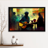 Singer Playing Guitar Abstract Musical Framed Canvas Prints Wall Art - Painting Canvas,Framed Picture,Home Art Wall Decor