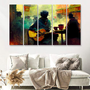 Singer Playing Guitar Abstract Musical 5 Piece B Multi Panels Canvas Prints Wall Art - Painting Canvas,Wall Decor