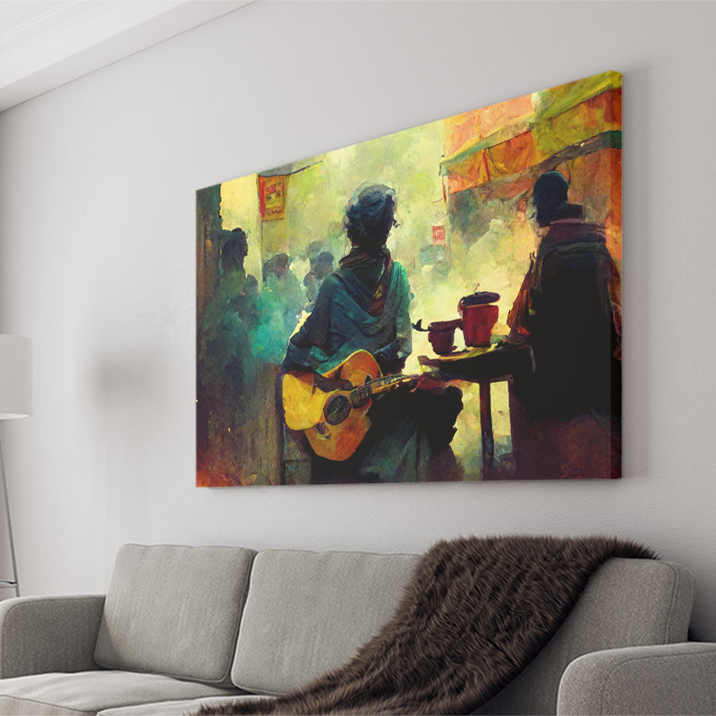 Singer Playing Guitar Abstract Musical Canvas Prints Wall Art - Painting Canvas,Wall Decor,Art Print,Home Decor