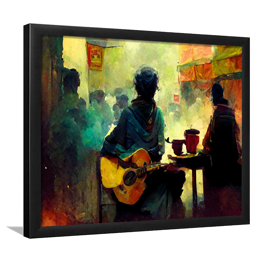 Singer Playing Guitar Abstract Musical Framed Art Print Wall Decor - Painting Art, Framed Picture, Home Decor