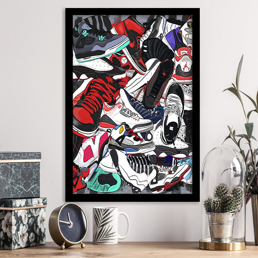 Sneakers Graffiti Street Art Framed Art Print Wall Art Decor,Framed Picture
