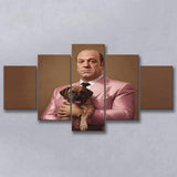 Soprano Holding A Poodle In The Style Of Princess 5 Panels Canvas Prints Wall Art Home Decor, Large Mixed Canvas
