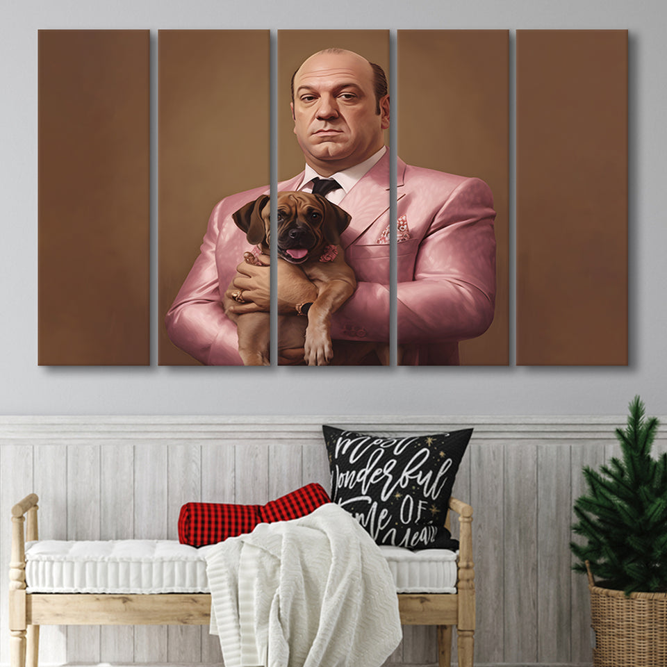 Soprano Holding A Poodle In The Style Of Princess 5 Panels B Canvas Prints Wall Art Home Decor, Extra Large Canvas
