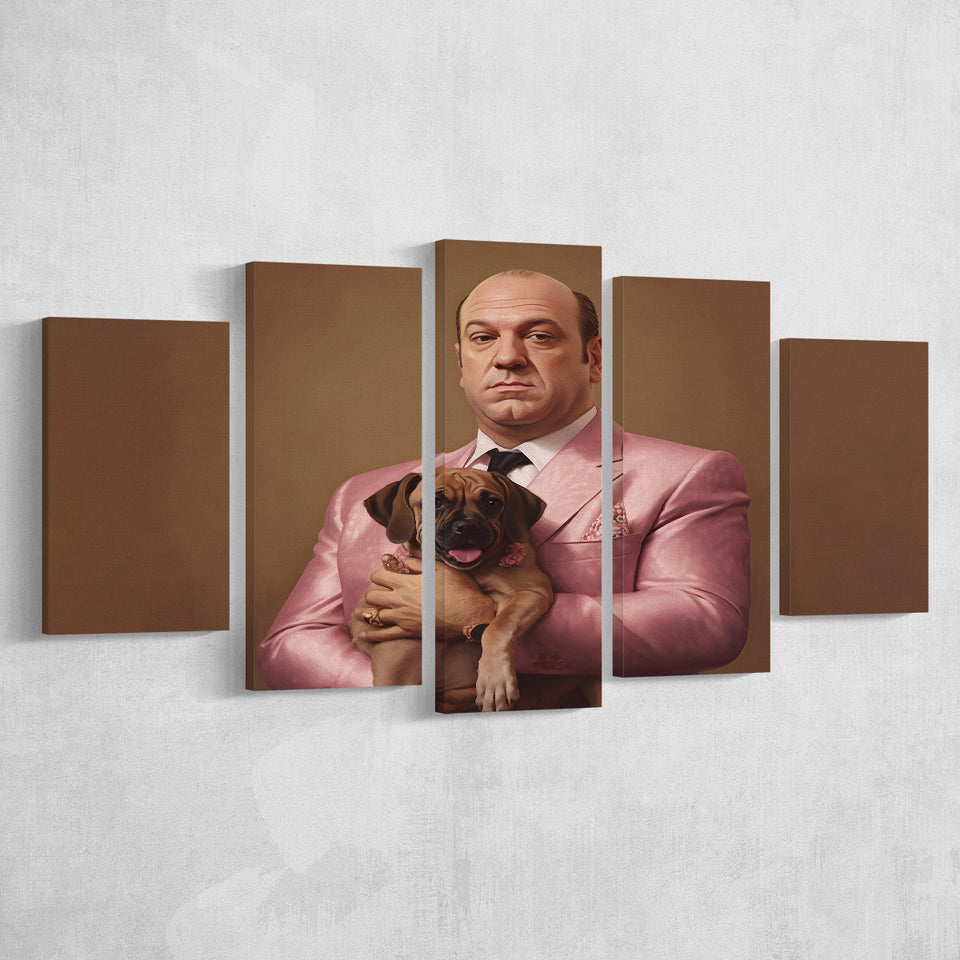 Soprano Holding A Poodle In The Style Of Princess 5 Panels Canvas Prints Wall Art Home Decor, Large Mixed Canvas