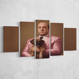 Soprano Holding A Poodle In The Style Of Princess 5 Panels Canvas Prints Wall Art Home Decor, Large Mixed Canvas
