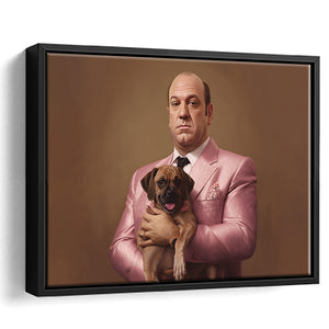 Soprano Holding A Poodle In The Style Of Princess Framed Canvas Prints Wall Art Home Decor, Painting Canvas, Floating Frame