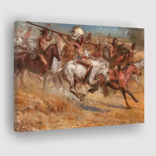 Spear Battle Native Americans Canvas Prints Wall Art - Painting Canvas, Painting Prints, Home Wall Decor, For Sale