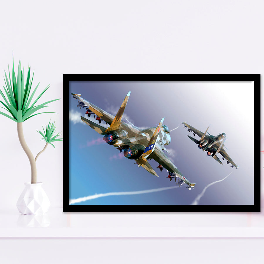 Su 37 War Airplane Framed Art Prints Wall Decor - Painting Art, Framed Picture, Ready to Hang
