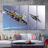 Su 37 War Airplane 5 Piece B Canvas Prints Wall Art Decor - Painting Canvas, Multi Panels