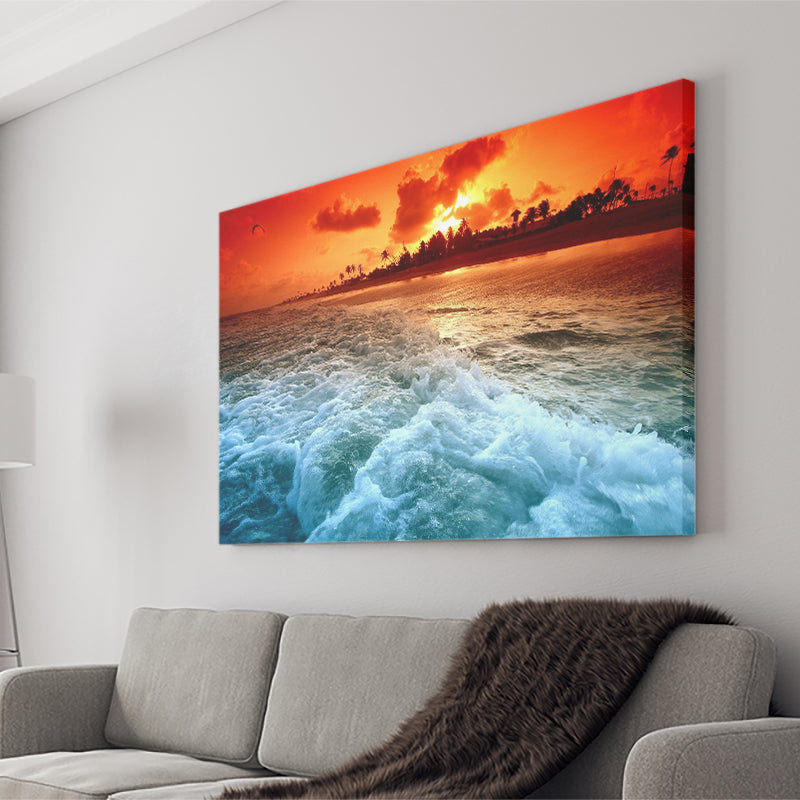 Sunset In The Beach Canvas Wall Art - Canvas Prints, Prints For Sale, Painting Canvas,Canvas On Sale