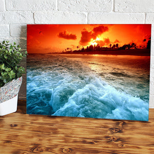 Sunset In The Beach Canvas Wall Art - Canvas Prints, Prints For Sale, Painting Canvas,Canvas On Sale