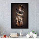 Sweet Cat In Hat, Cool Cat Art Framed Canvas Prints Wall Art Home Decor, Floating Frame