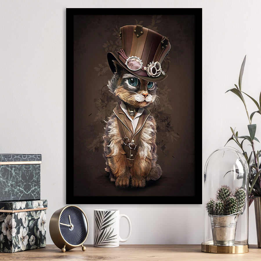 Sweet Cat In Hat, Cool Cat Art Framed Art Print Wall Art Decor,Framed Picture