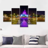 The Beautiful Scene Of Cinderella Castle 5 Pieces Canvas Prints Wall Art - Painting Canvas,Wall Decor, Multi Panel,5 Panels