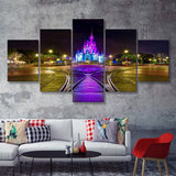 The Beautiful Scene Of Cinderella Castle 5 Pieces Canvas Prints Wall Art - Painting Canvas,Wall Decor, Multi Panel,5 Panels