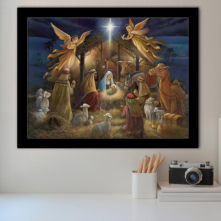 The Birth Of Jesus Christ Framed Art Prints Xmas Wall Decor - Painting Art, Home Wall Art, Framed Picture