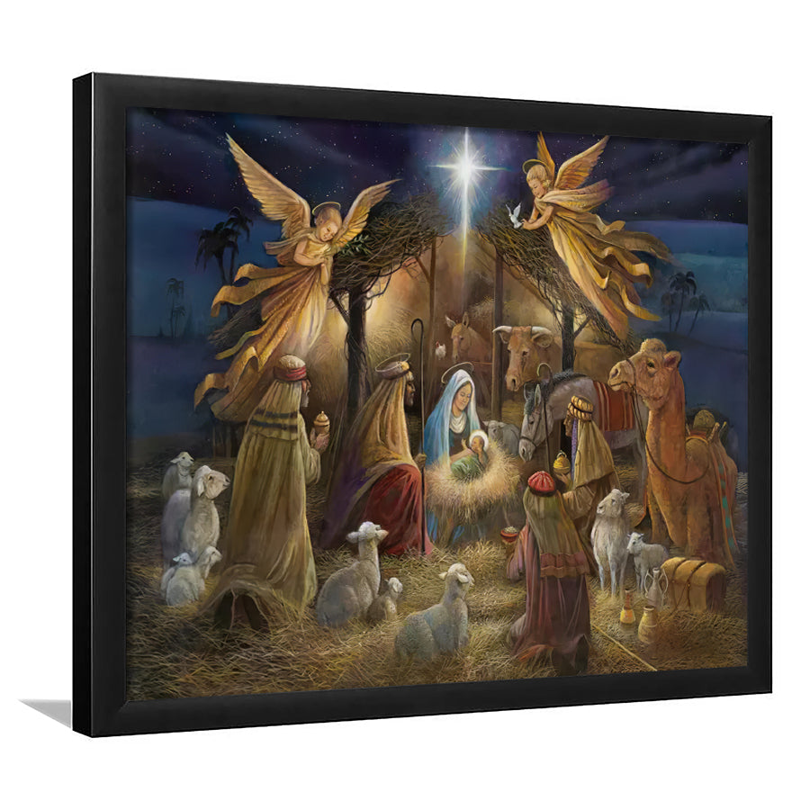 The Birth Of Jesus Christ Framed Art Prints Xmas Wall Decor - Painting Art, Home Wall Art, Framed Picture