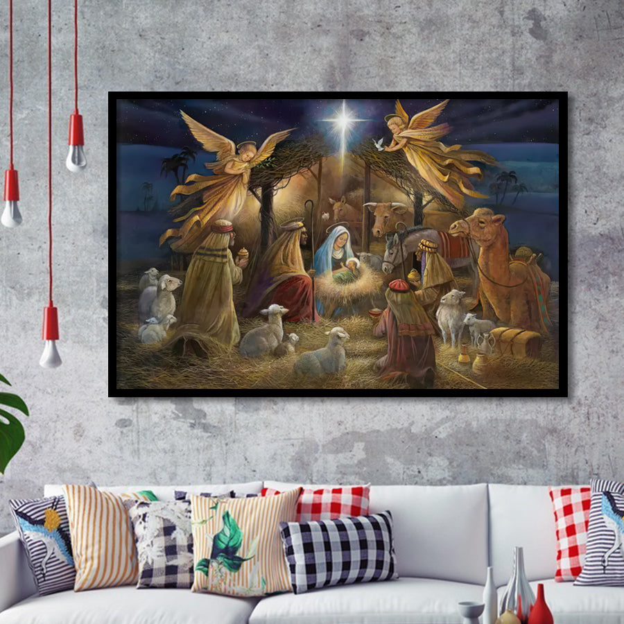 The Birth Of Jesus Christ Framed Art Prints Xmas Wall Decor - Painting Art, Home Wall Art, Framed Picture
