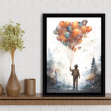 The Child Holding Bunch The Balloons Kids Art Framed Canvas Prints Wall Art Home Decor, Painting Canvas, Floating Frame
