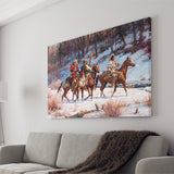 Three Native American Riding Horses Screenshot Winter Forest Canvas Prints Wall Art - Painting Canvas, Painting Prints, Home Wall Decor