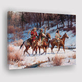 Three Native American Riding Horses Screenshot Winter Forest Canvas Prints Wall Art - Painting Canvas, Painting Prints, Home Wall Decor