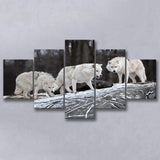 Three Wolf Print Gray Color Large Canvas Prints Multi Panels Wall Art Prints Home Decor